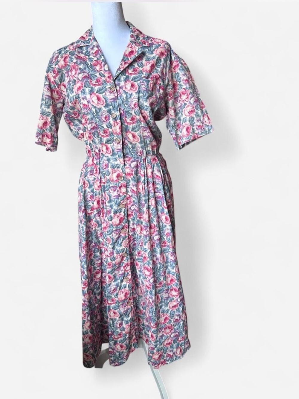 Vintage Grandmacore Cottagecore Dress Floral Feminine Roses Liz Claiborne 6